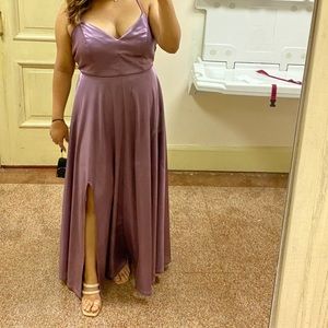Purple satin bridesmaid dress